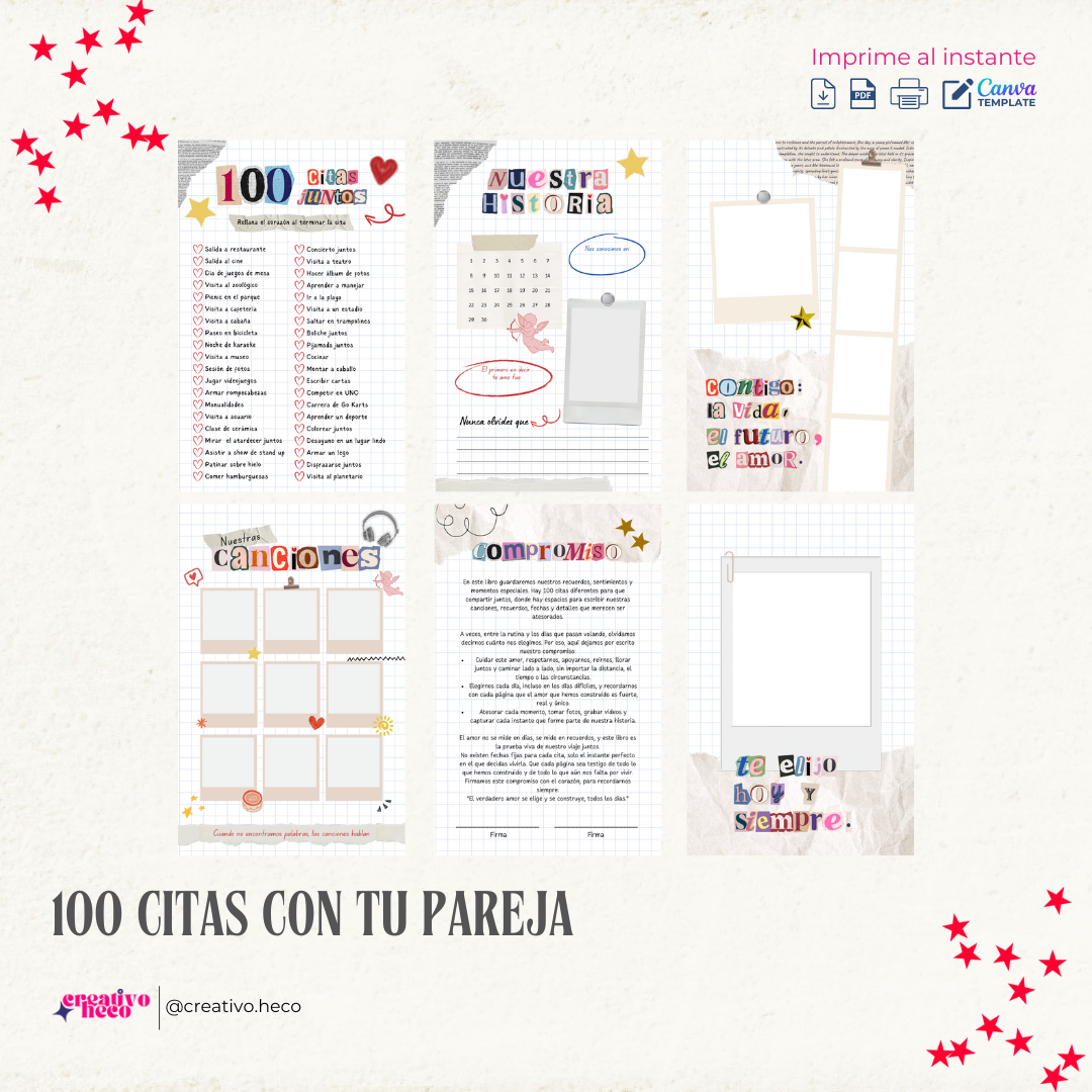 Libro "100 Citas Juntos" – Tamaño Media Carta