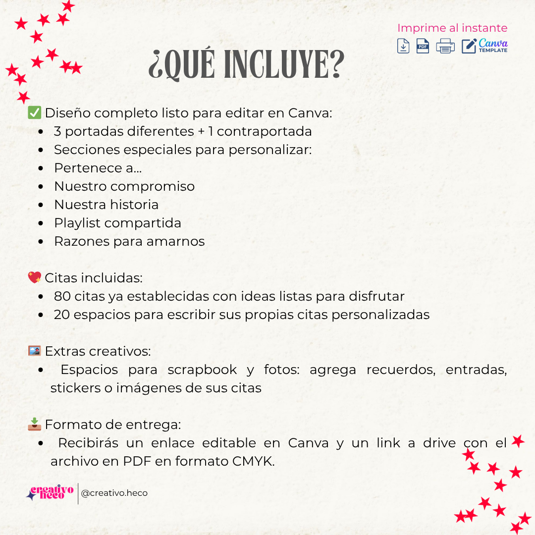 Libro "100 Citas Juntos" – Tamaño Media Carta