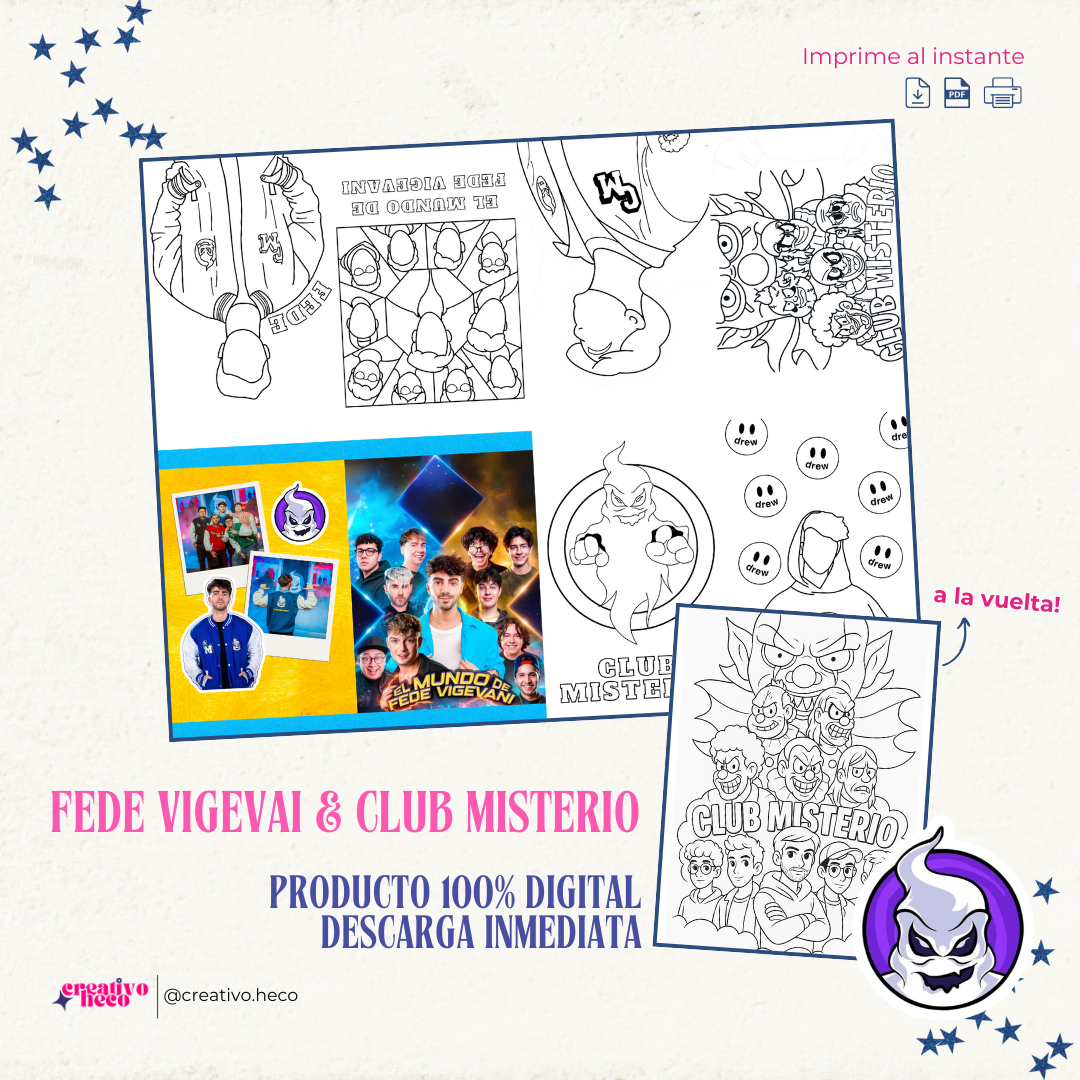 Mini Libro para Colorear (1/8 de Carta) – Inspirado en Fede Vigevani y Club Misterio