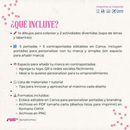 Libro para Colorear (Tamaño 1/4 Carta) – Inspirado en Lara Campos y Rhenné